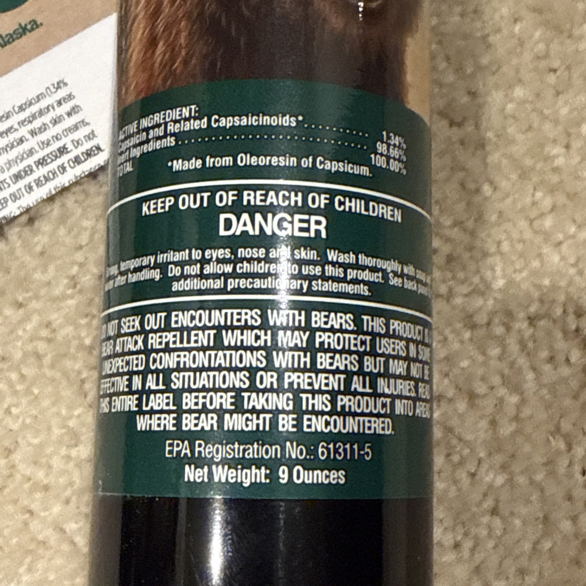 Bear Repellent Spray - 9 oz. Outdoor Survival Deterrent with EPA Registration