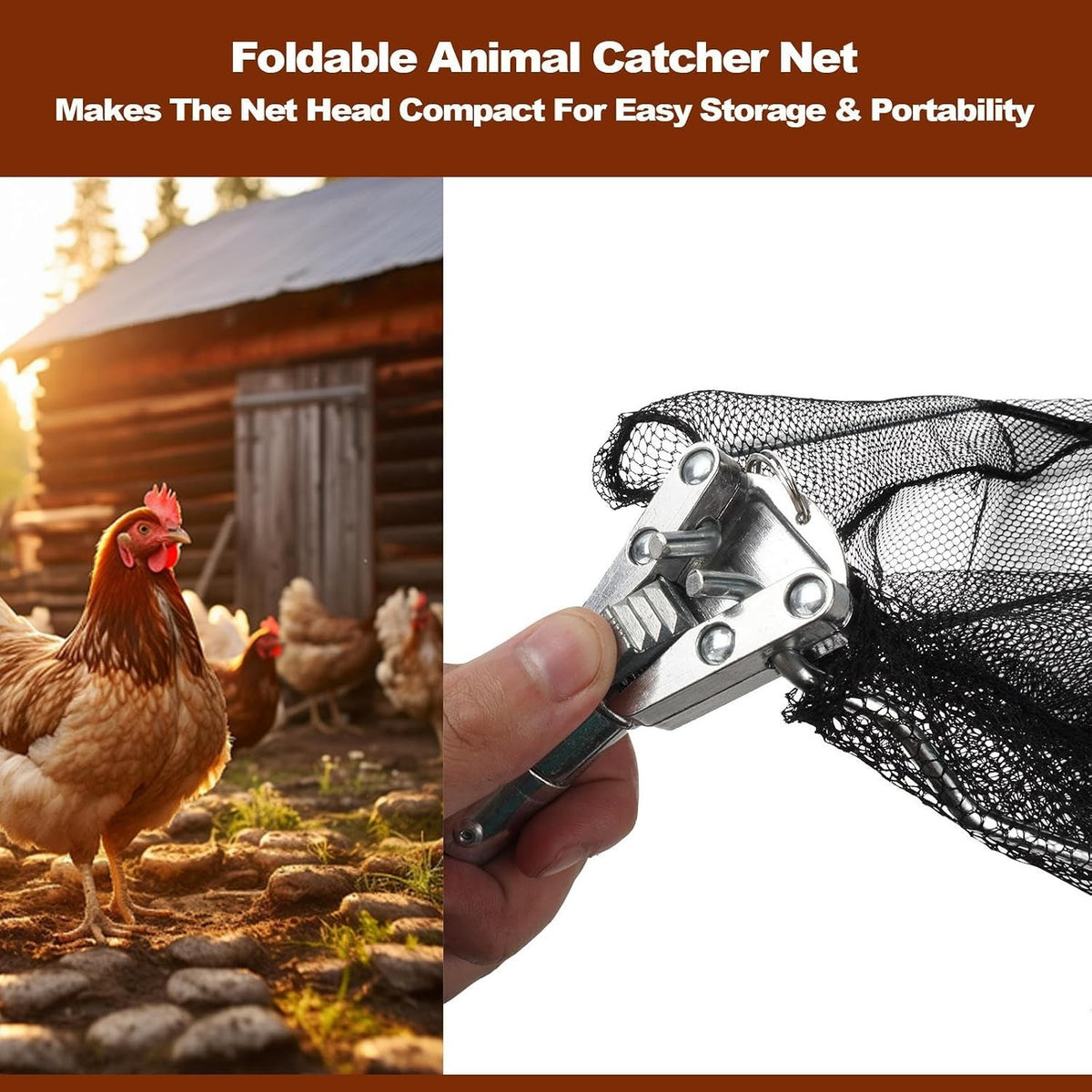 Extendable Chicken Catching Net with Long Handle for Poultry and Small Animals