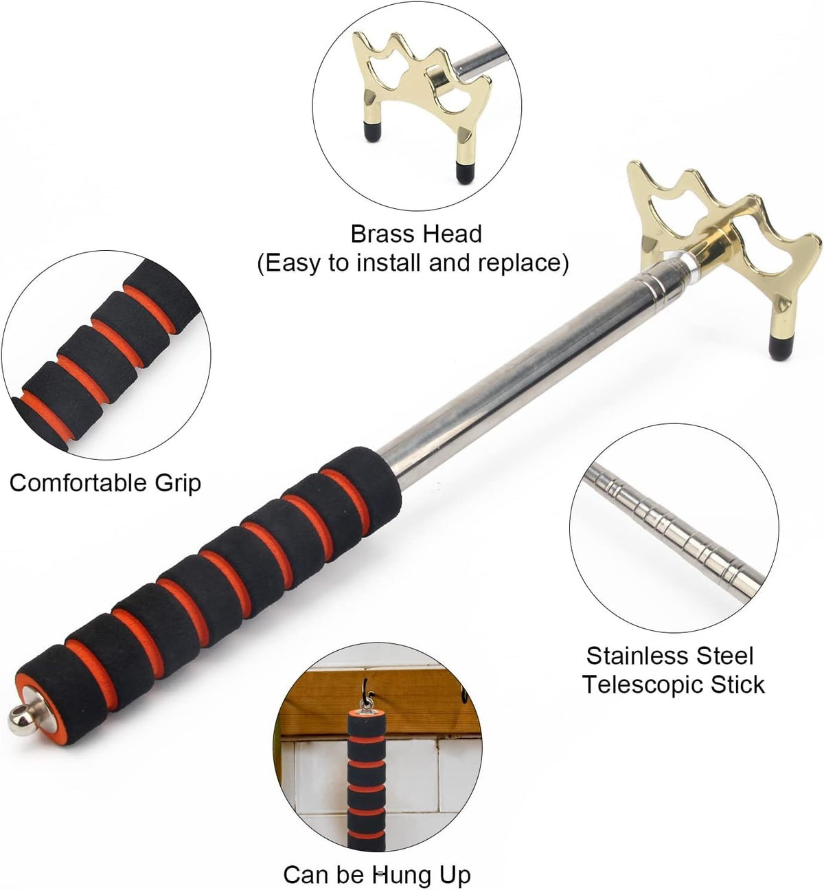 Retractable Billiards Bridge Stick with Brass Head – Extendable Cue Bridge