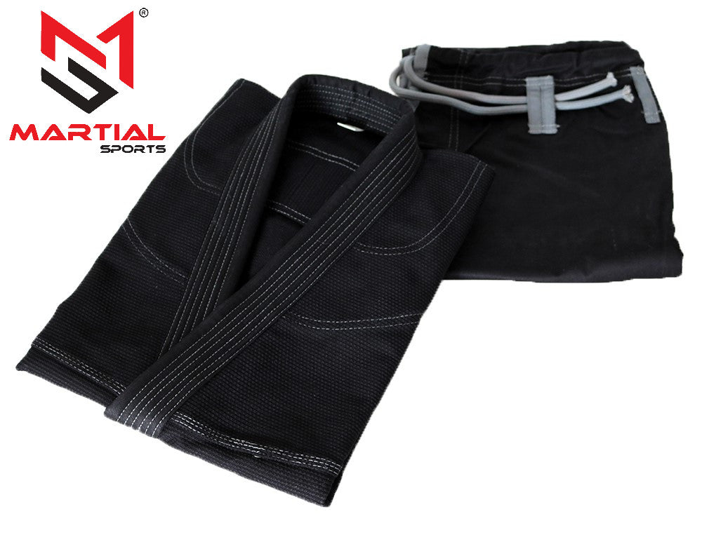 Martial Sports Brazilian Jiu Jitsu Gi Uniform - Black/Gray, Free Belt & Shipping