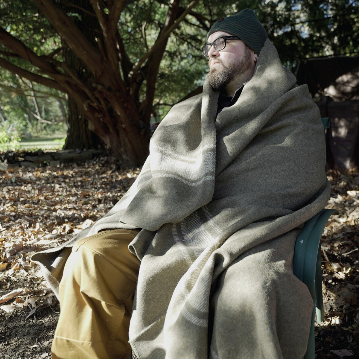 European Surplus Wool Blanket for Camping, Outdoor, Emergency Use - Khaki