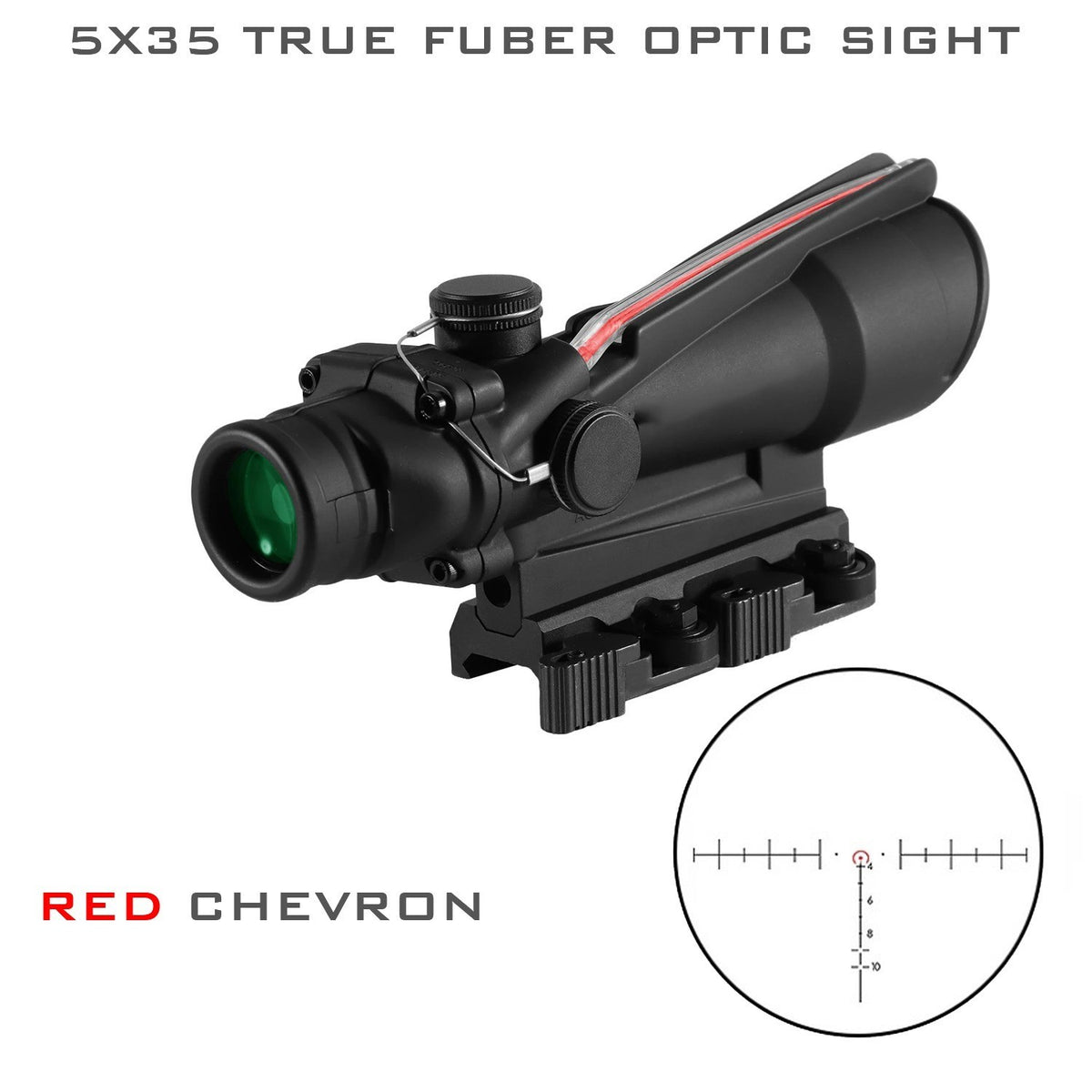 Tactical 4x32 Red Green Cross Chevron Dot Fiber Optic Sight