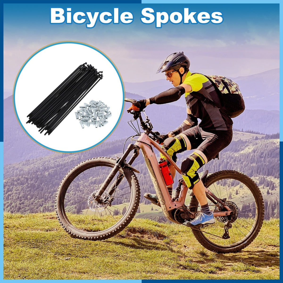 12G 170mm Bicycle Spokes and Nipples Set - Carbon Steel Wheel Replacement