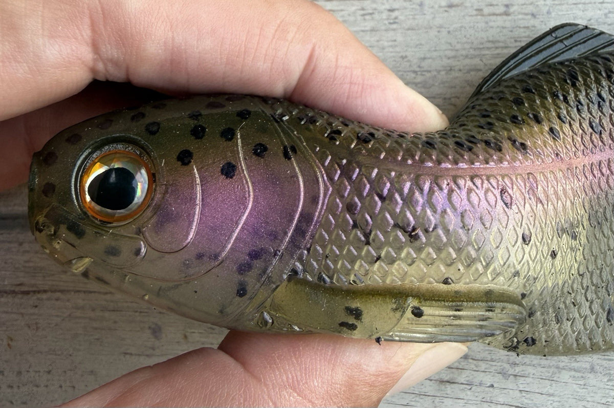 8-Inch Weedless Swimbait with Wedge Tail for Freshwater Fishing - Clear Pepper Stock Trout