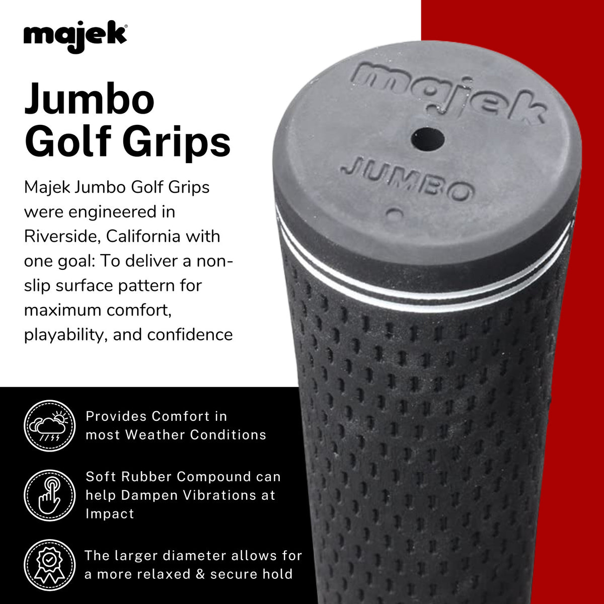 Golf Grip Kit with 8 Jumbo Tour Pro Rubber Grips & Installation Supplies