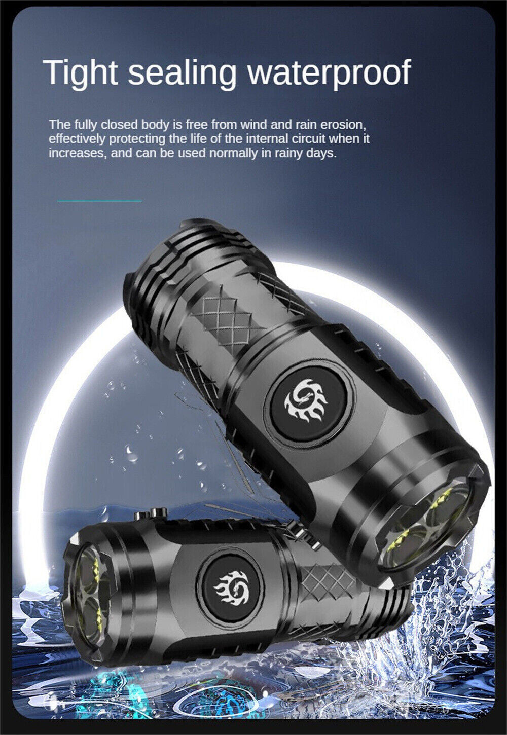 Mini Rechargeable Waterproof LED Flashlight - Compact Power Torch with USB