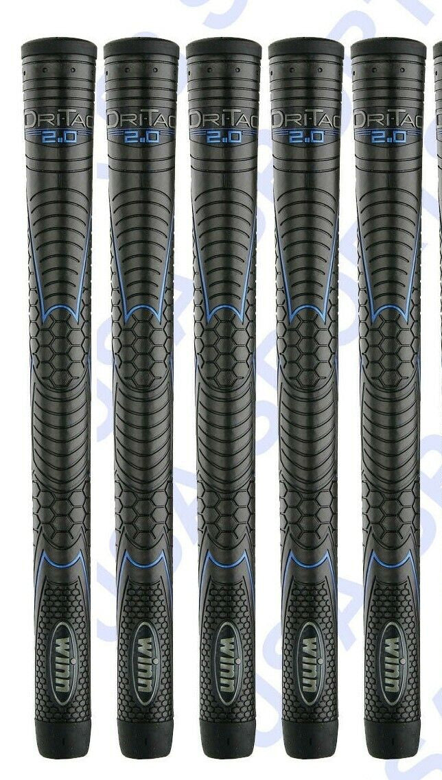 Golf Grip Set of 5 - Winn Dri-Tac 2.0 Midsize Jet Black 62DT-JBK