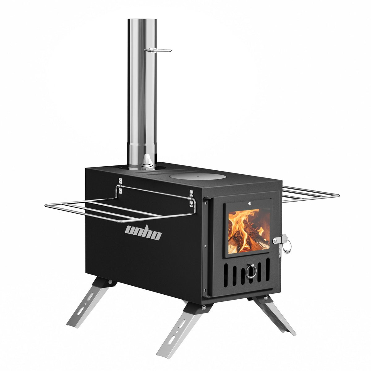 Portable Wood Burning Stove with Chimney Pipes for Camping and Outdoor Heating
