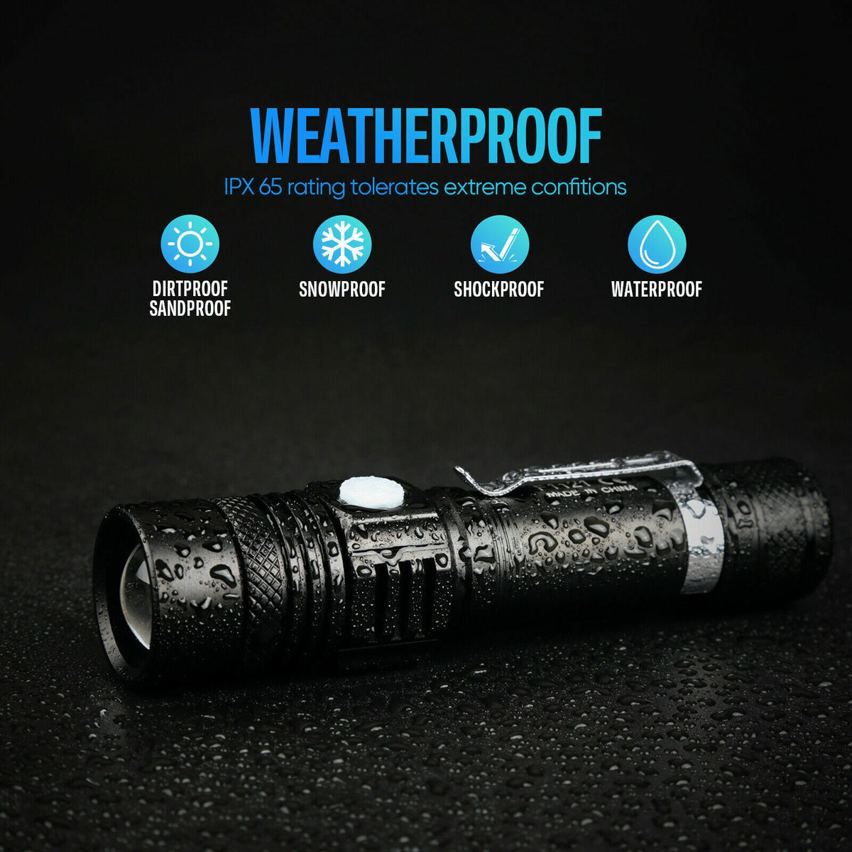 Rechargeable LED Tactical Flashlight 99000000 LM Bright Work Light, 2 Pack