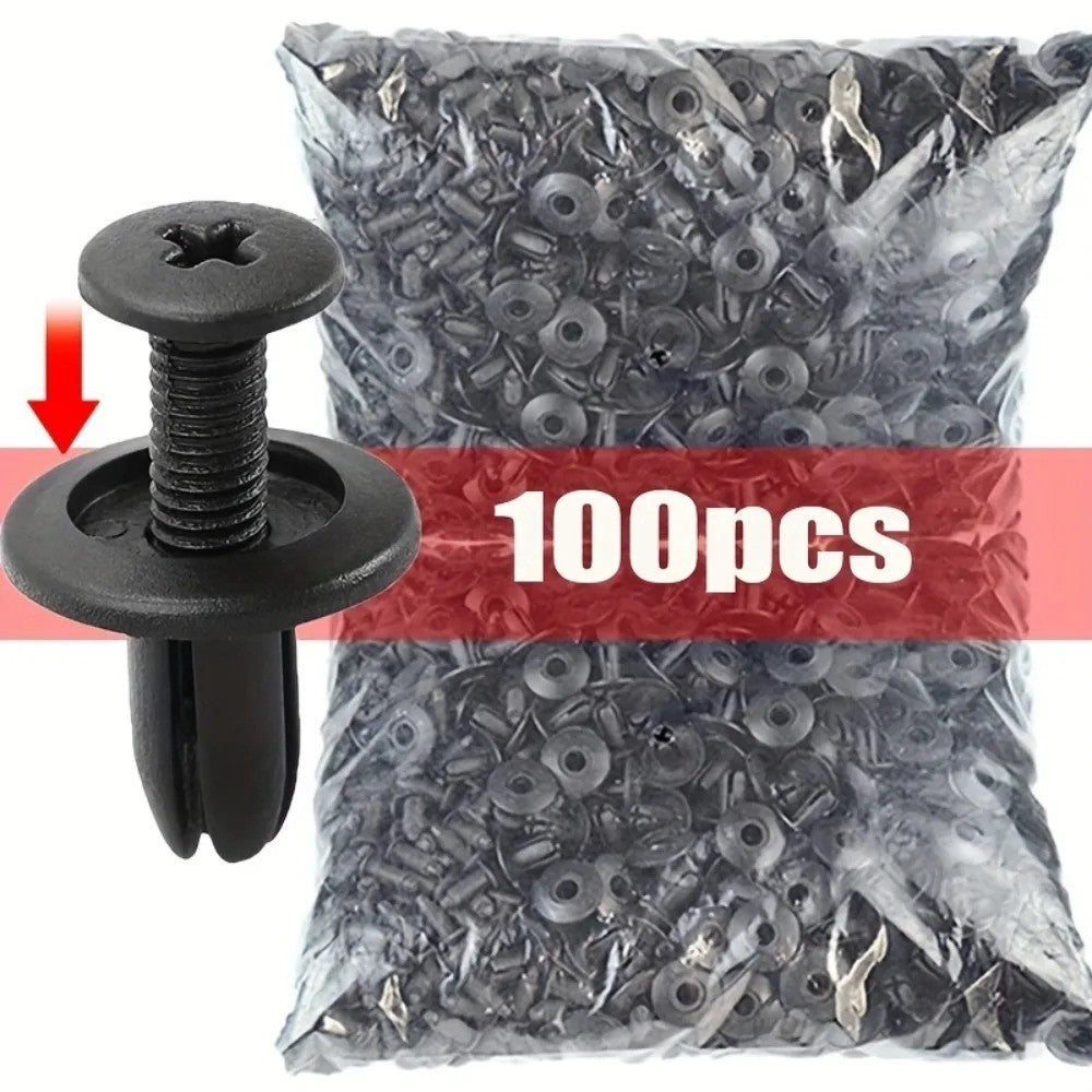 100PCS 8mm Car Plastic Rivets Fastener Clips Bumper Fender Trim