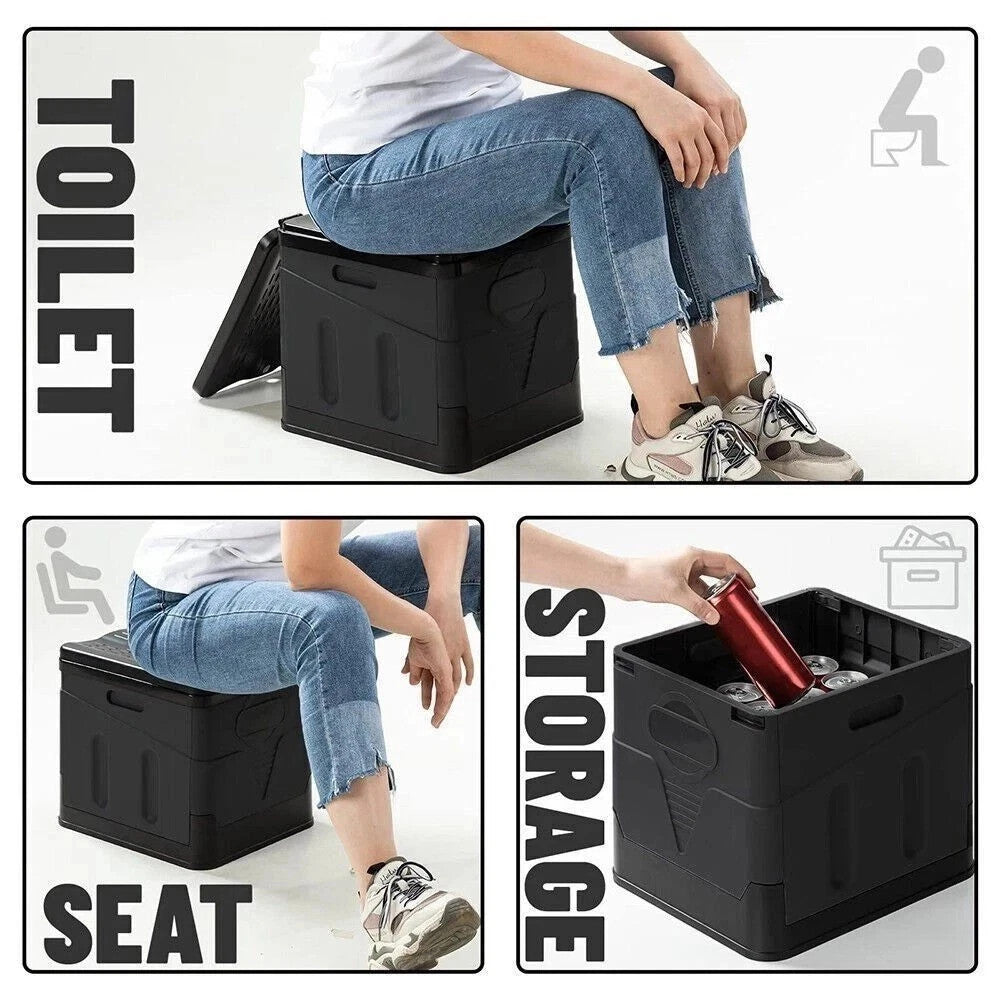 Portable Camping Toilet 20L Foldable Potty for Car Travel & Hiking Emergency