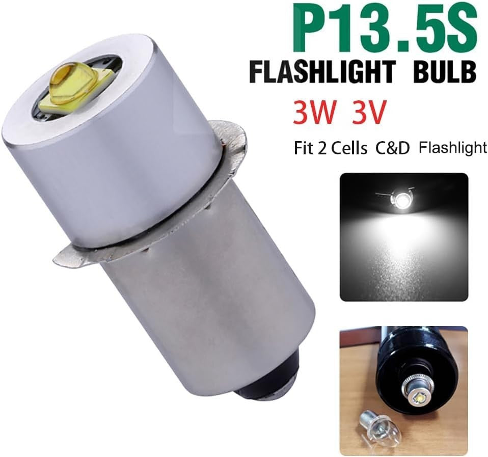 LED Bulbs for Maglite Flashlights 3V Replacement 3W High Brightness