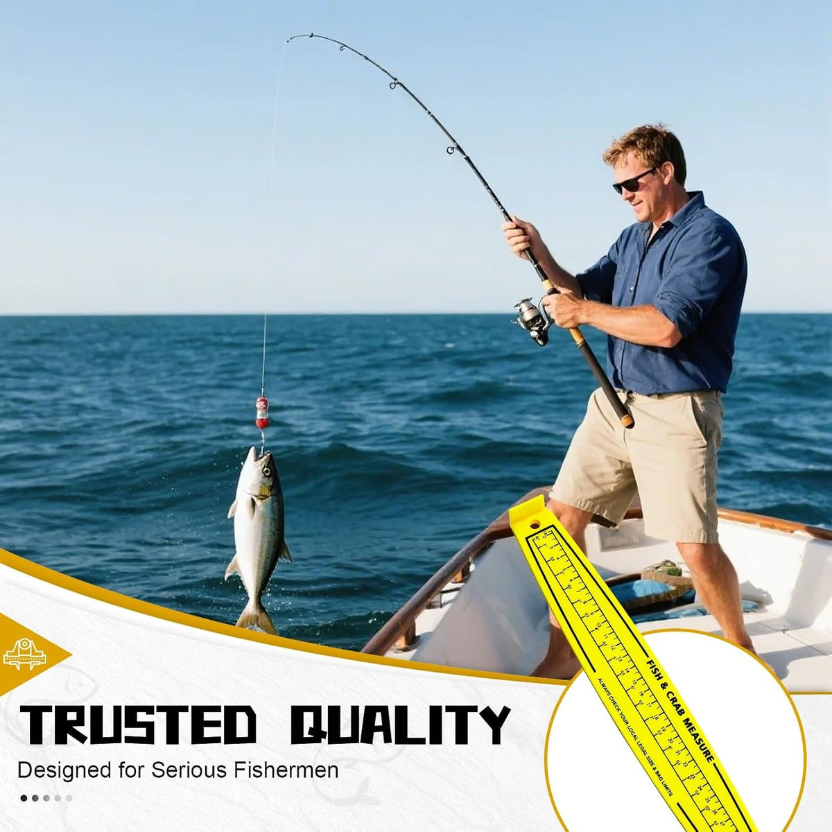 Foldable Fish Measuring Board 32-Inch with Lanyard - Waterproof & Lightweight