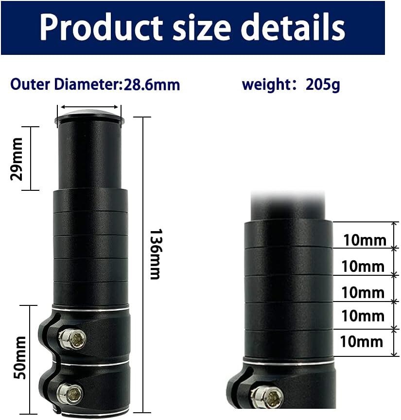 Mountain Bike Handlebar Riser Extender - Aluminum Alloy Fork Stem Spacer