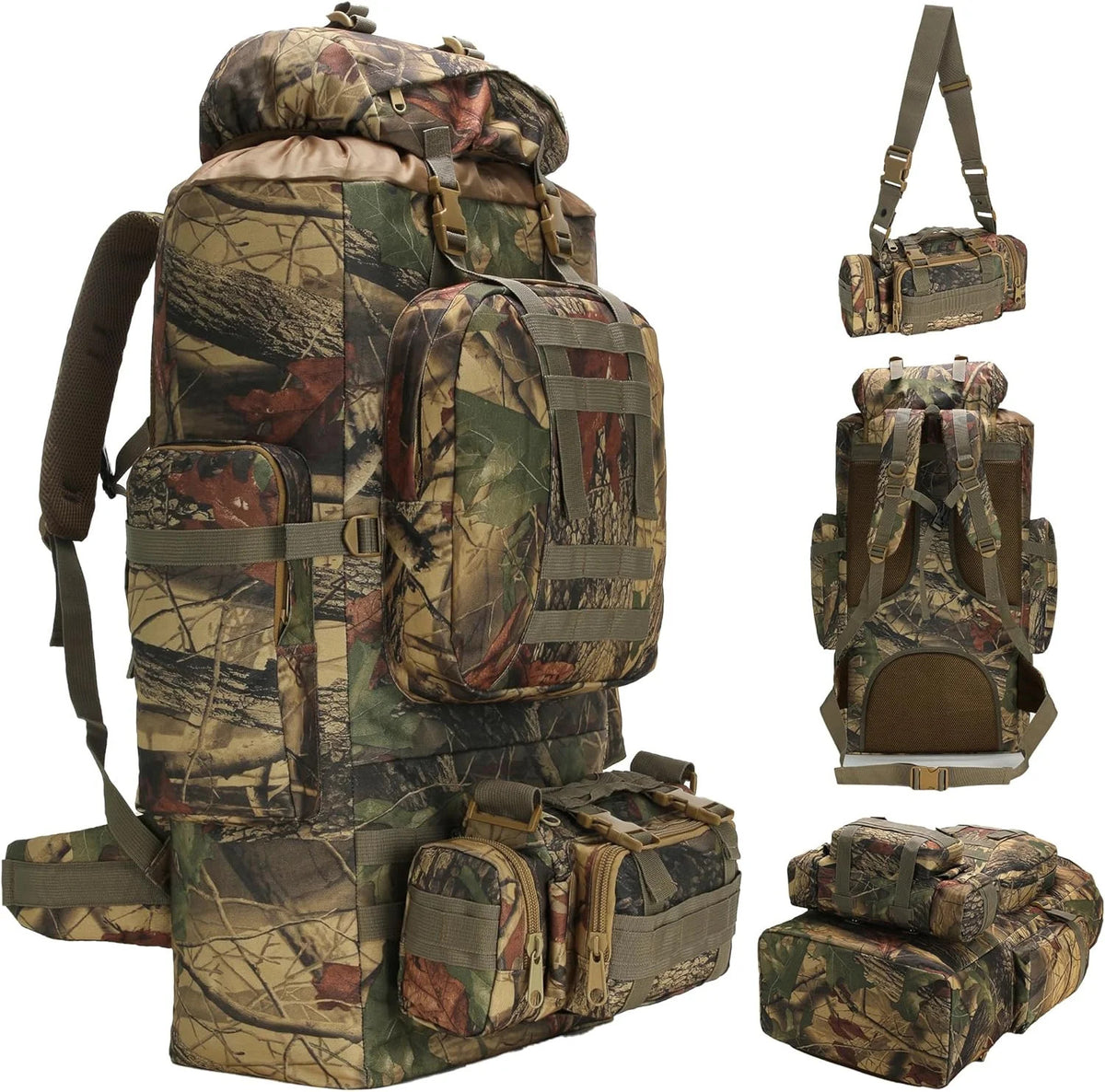 100L Waterproof Camping Hiking Backpack Military Tactical Rucksack