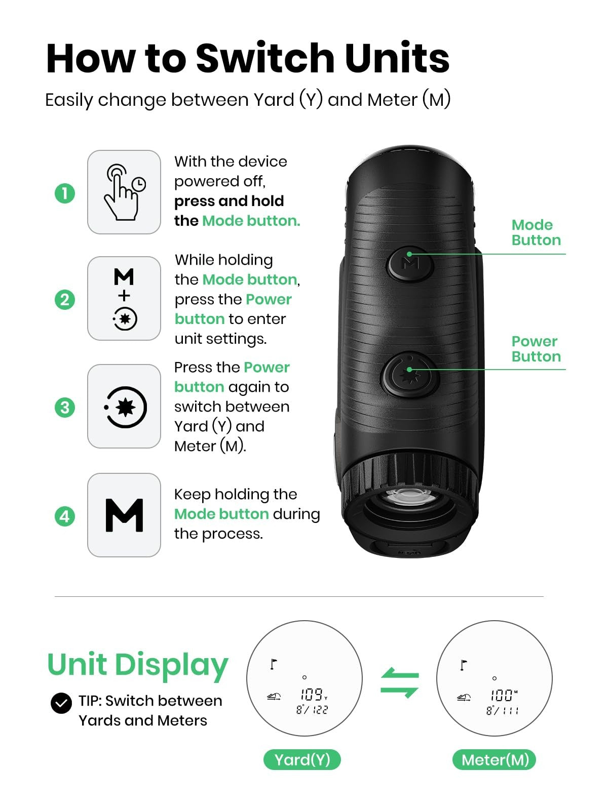 Golf Range Finder with Slope & Triangulation, 1300 Yards, Compact & Accurate