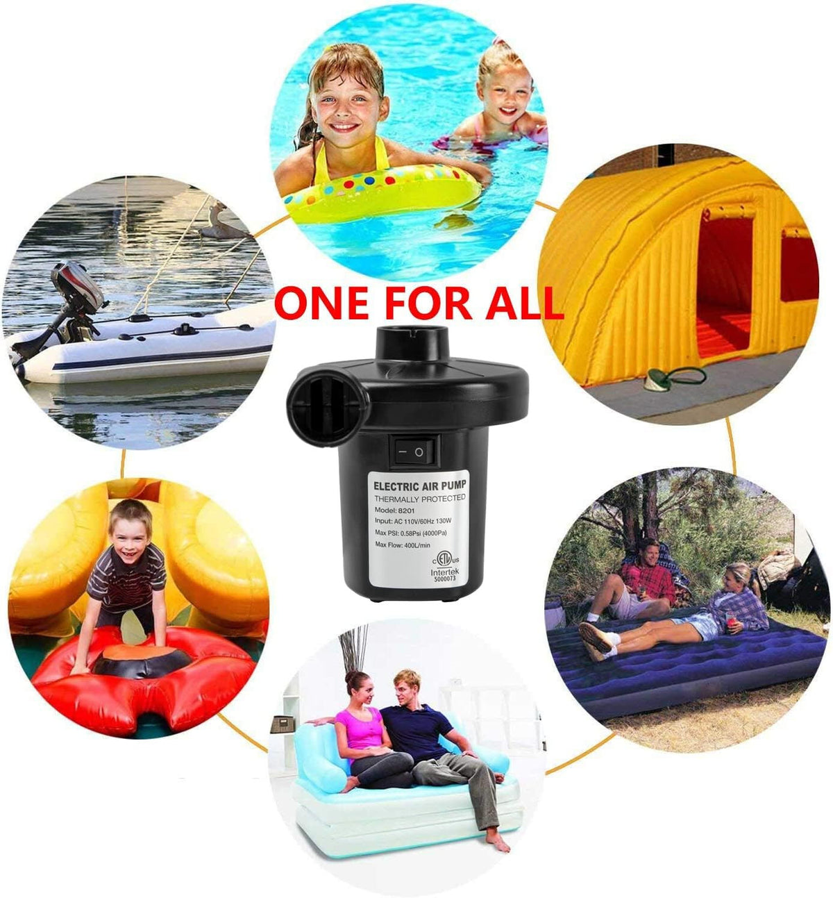 Electric Air Pump for Inflatables, Air Mattress, Pool & Boat Inflation