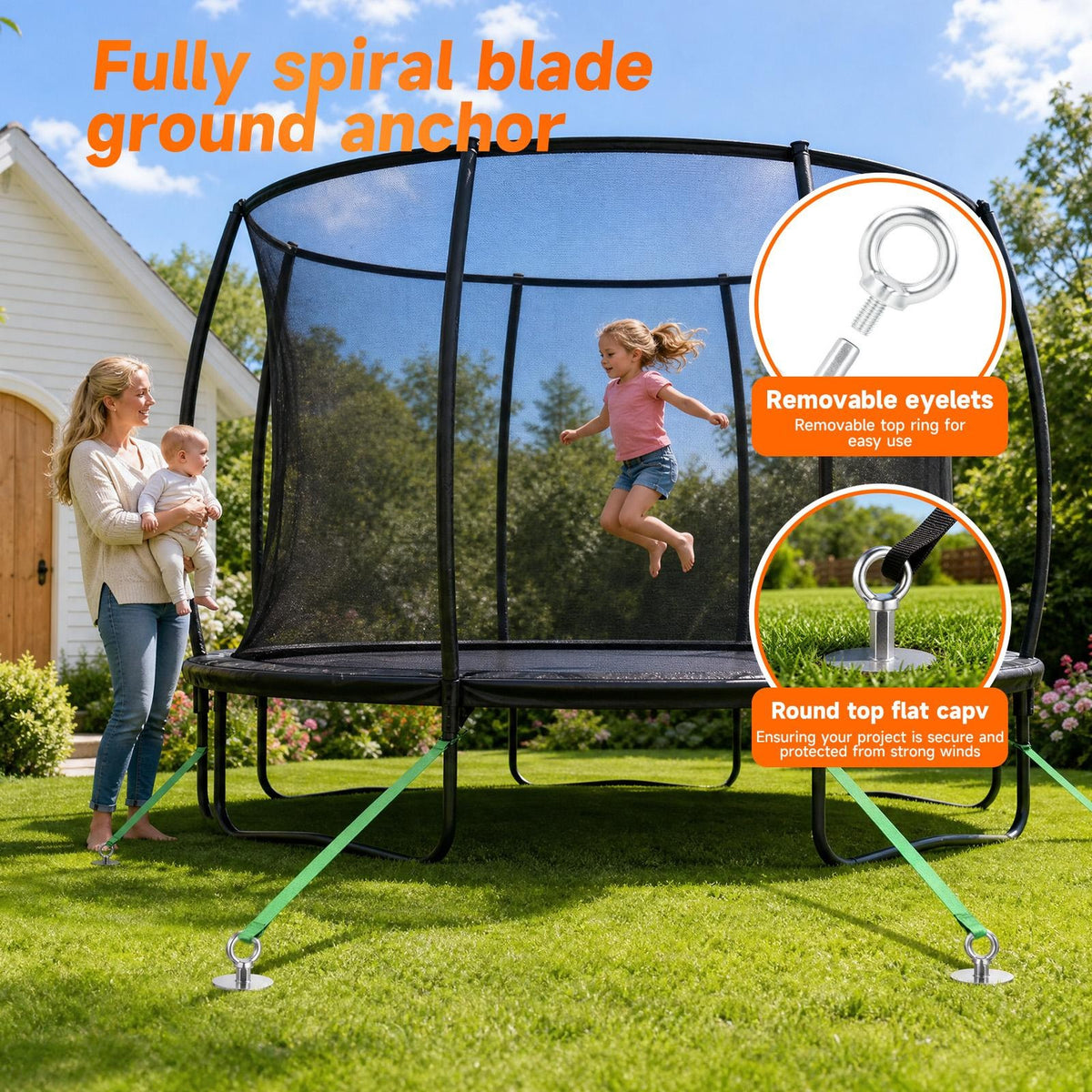 Heavy Duty Ground Anchors Screw in 4 Pack for Tent, Swing Set, Pergola - Rust-Resistant Steel