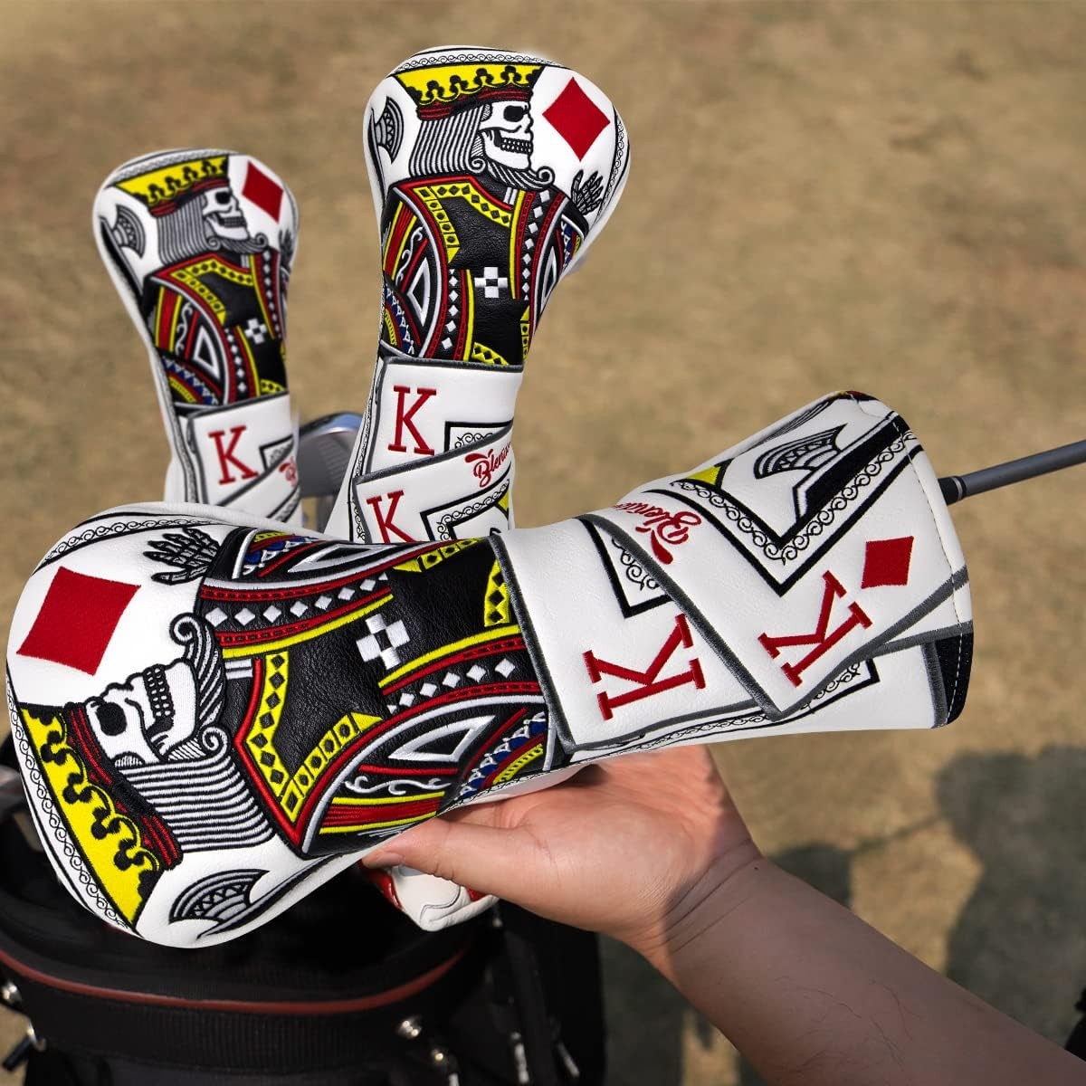 Golf Club Headcover Fairway Cover with Embroidery - Diamond King Design