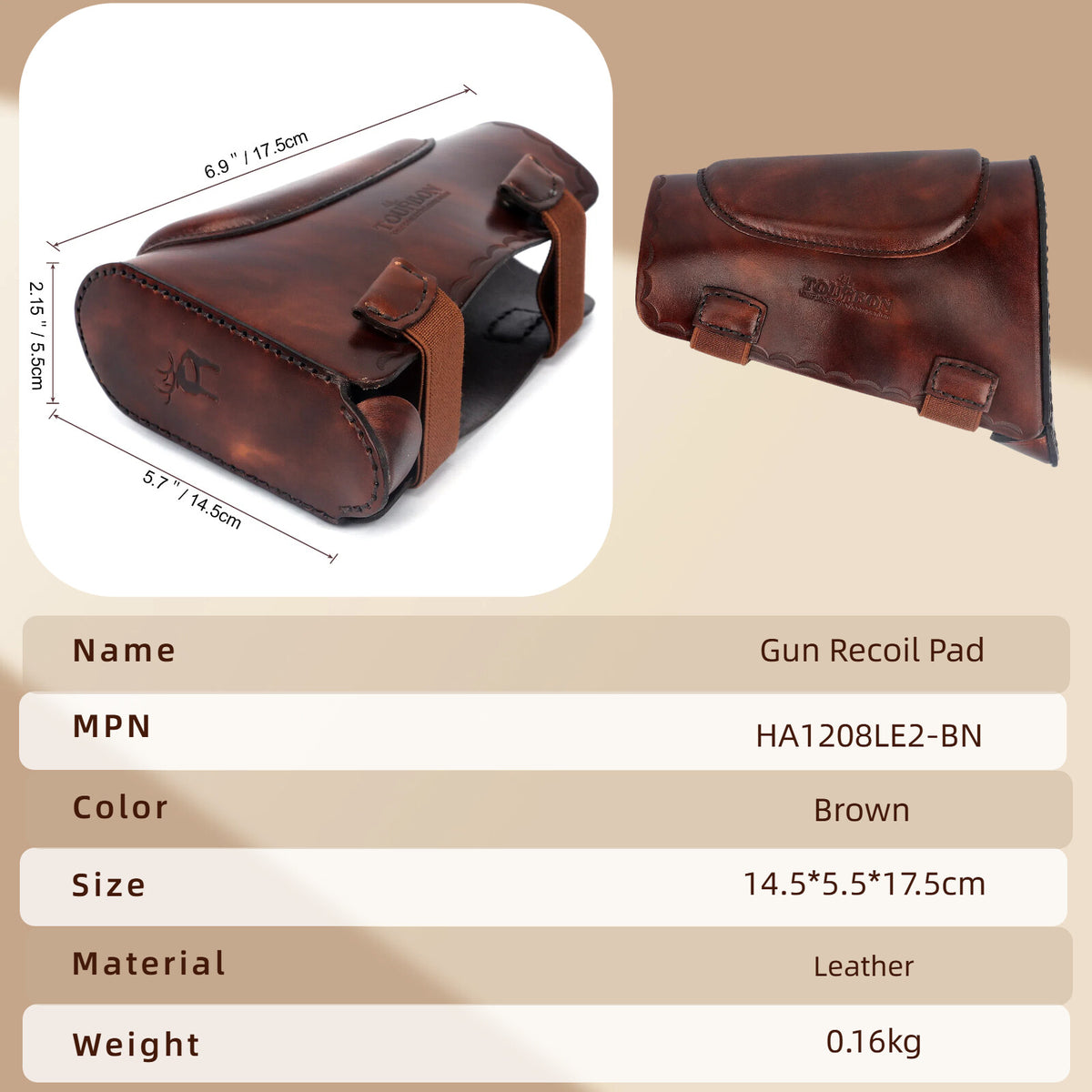 Leather Recoil Pad & Cheek Rest for Hunting & Shooting Guns