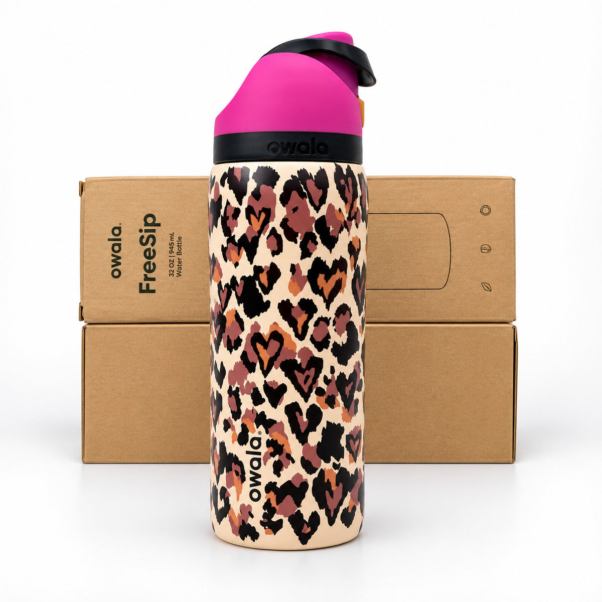 32oz Leopard Print Water Bottle with Insulation & Leak-Resistant Lid