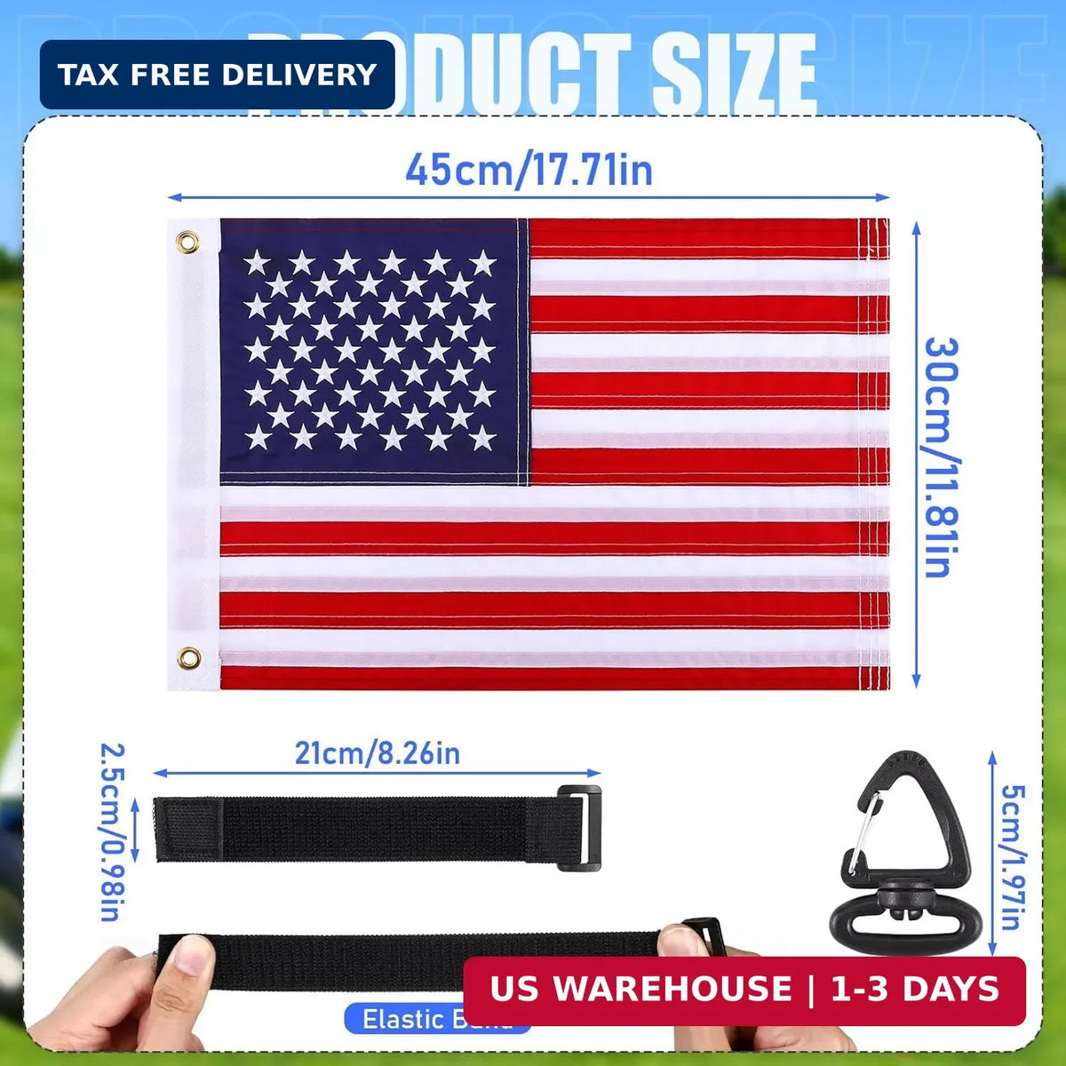 Golf Cart Flags 2 Pack - Custom American Flag with Easy Mounting & Vibrant Colors