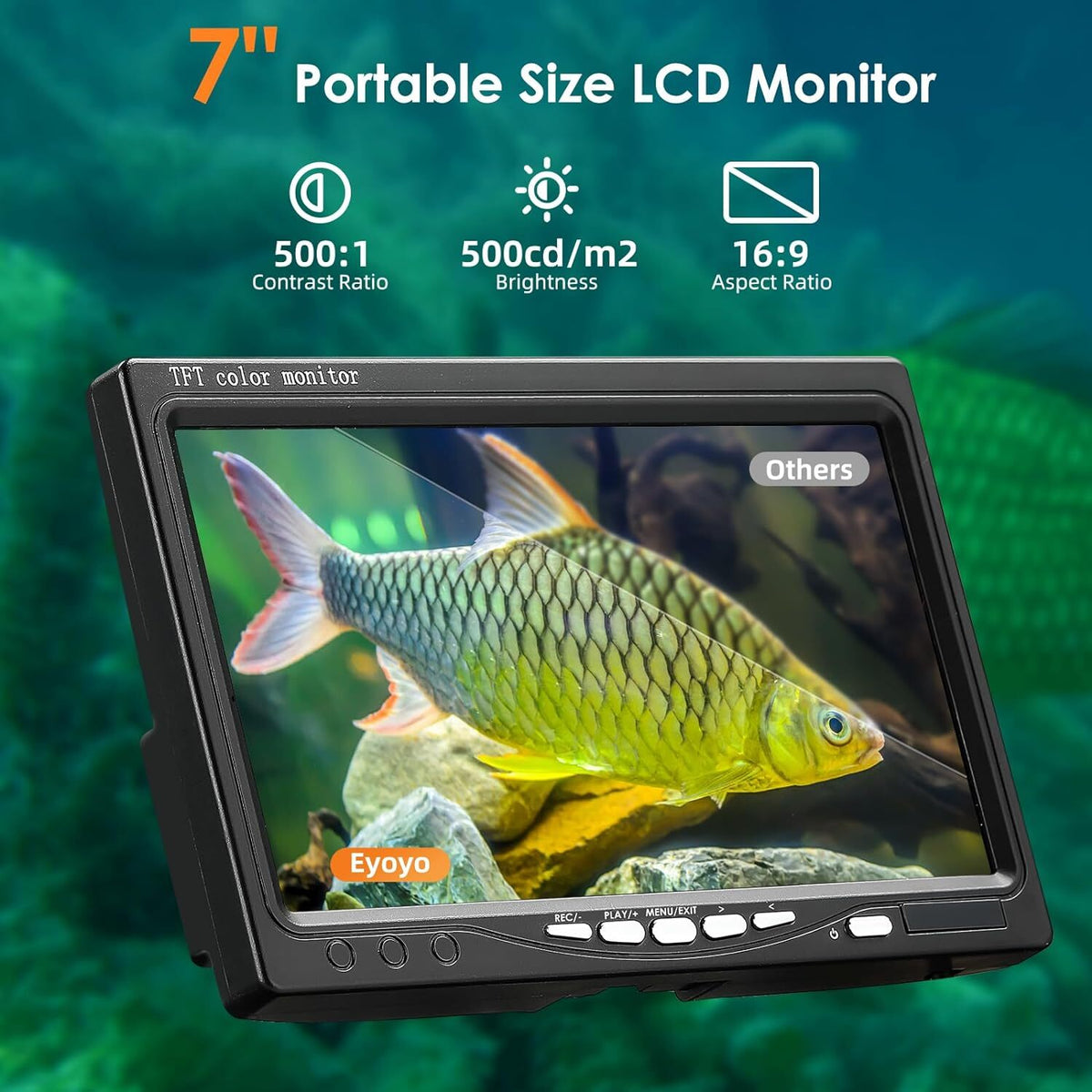 Underwater Fishing Camera with 7-Inch LCD Monitor 1000TVL Waterproof Fish Finder