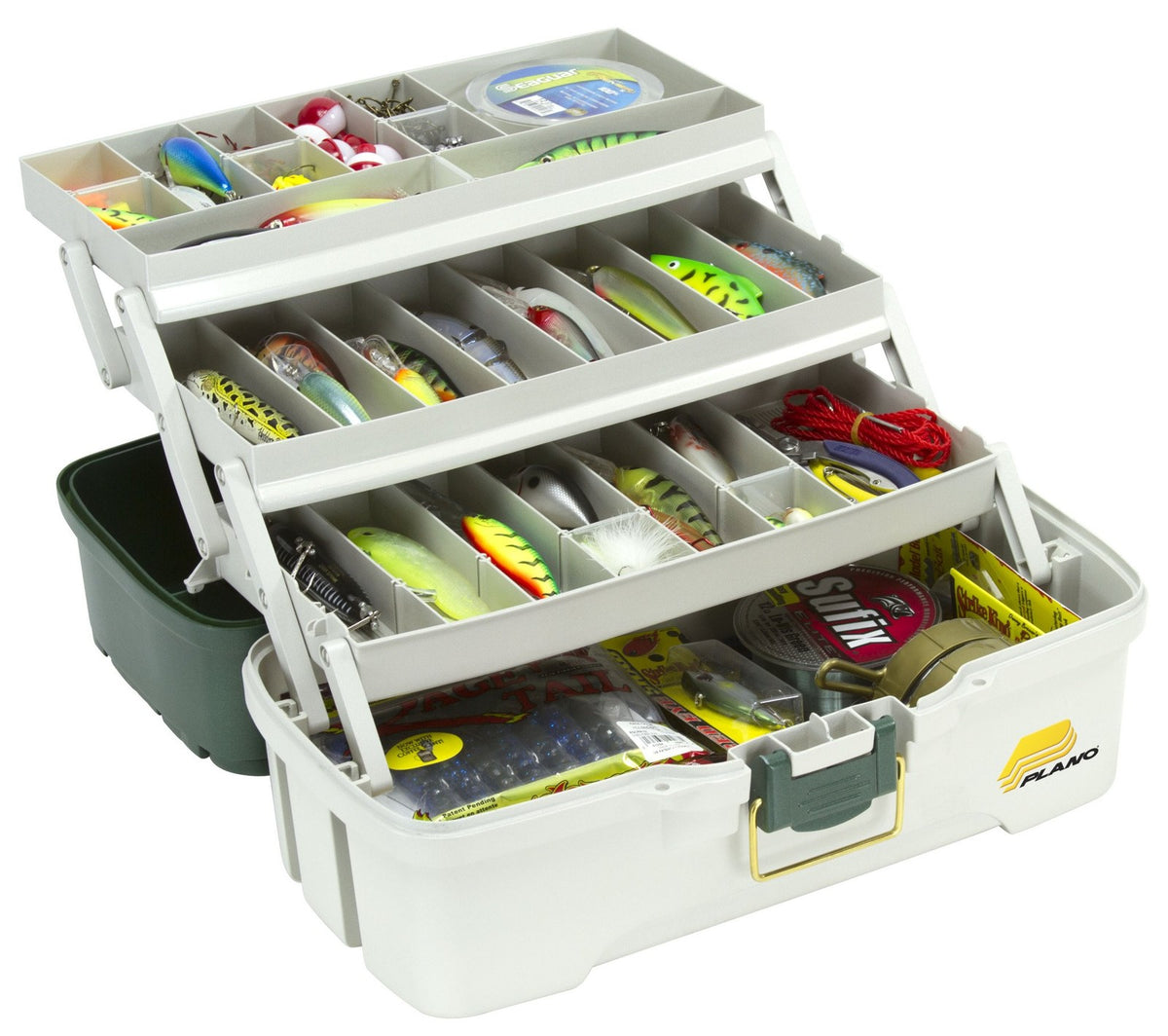 Plano 3-Tray Tackle Box with Dual Top Access, Dark Green Metallic