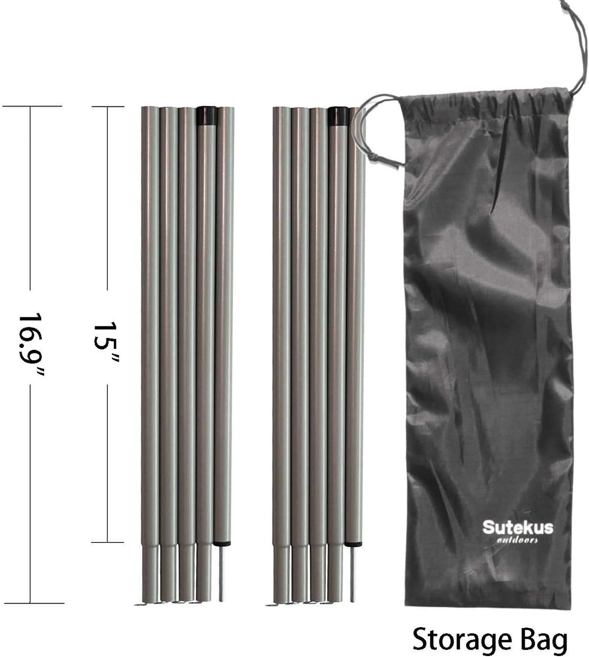 Adjustable Alloy Steel Tent Poles Set - Lightweight Camping Support 2 Pack