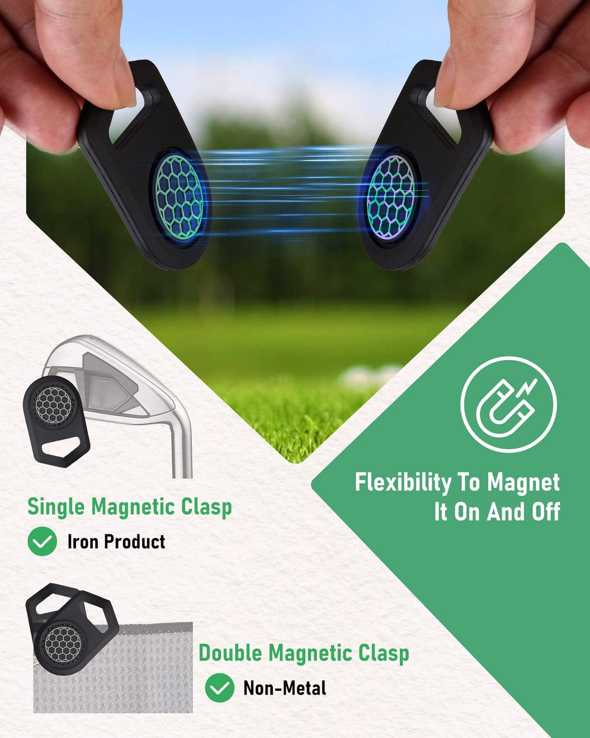 Magnetic Microfiber Golf Towel with Clip - Reversible, Quick Dry, 23.6x15.7in