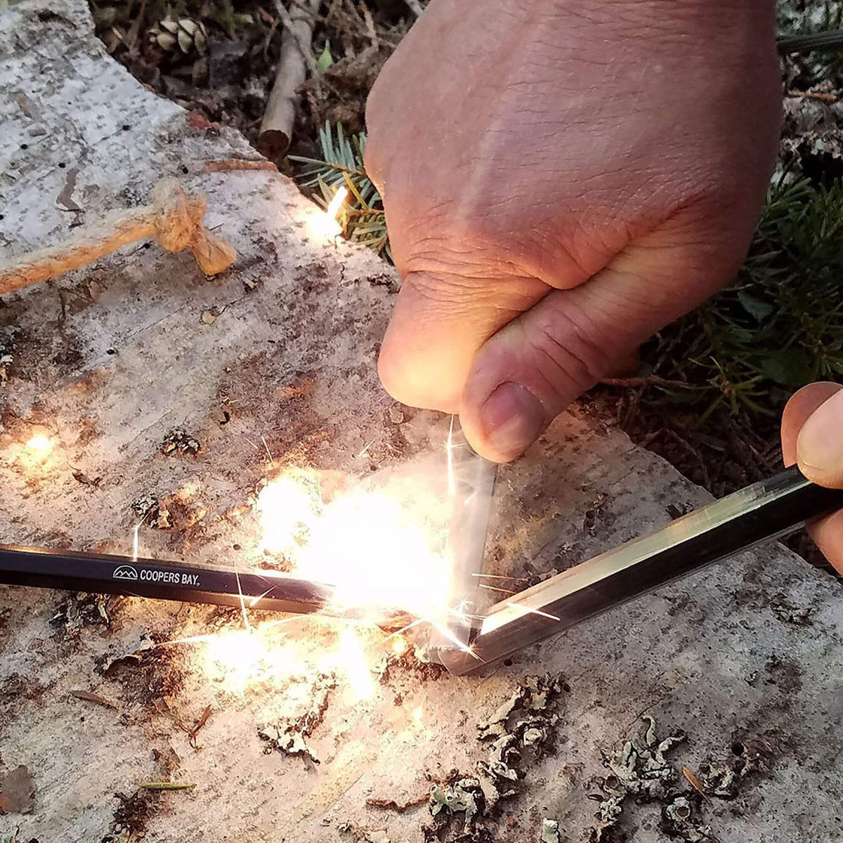 Large HexaShape Ferro Rod Fire Starter with Paracord Lanyard & Striker