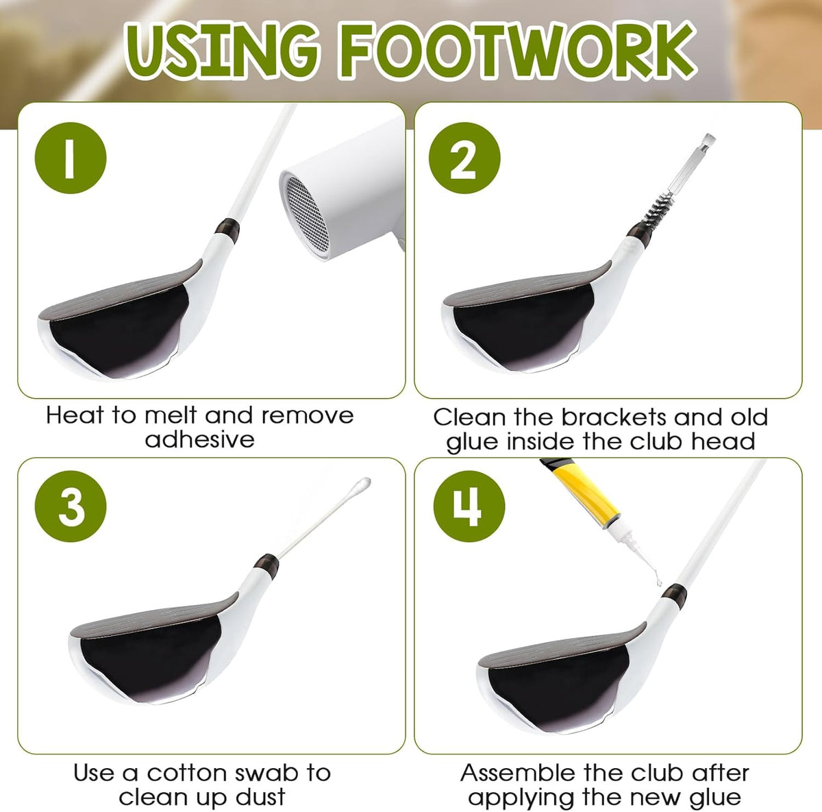 Golf Club Head Hosel Brush Set - Stainless Steel Cleaning Tools for Golf Shafts