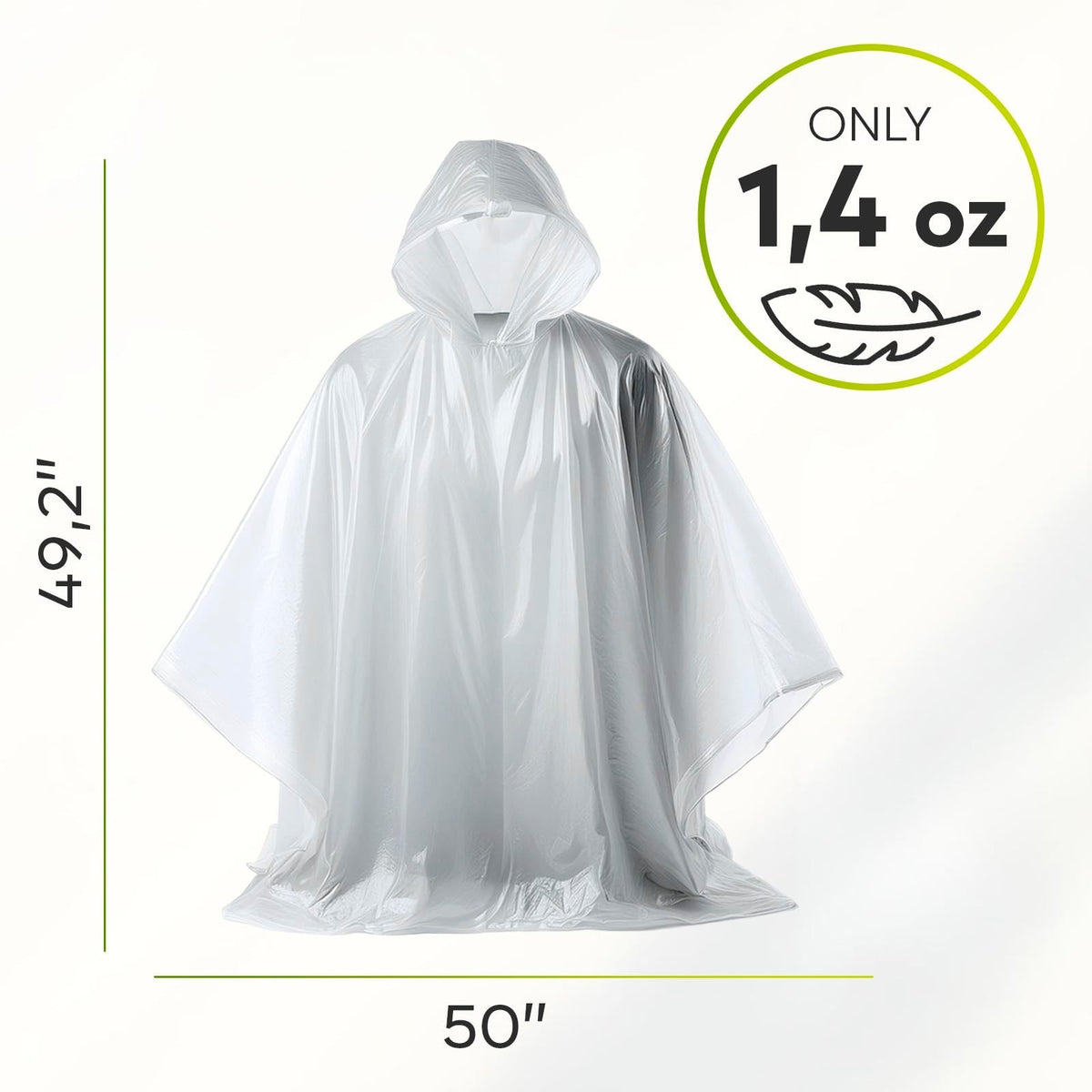 Disposable Rain Ponchos with Hood for Adults - Pack of 4, Clear Water-Resistant Outerwear