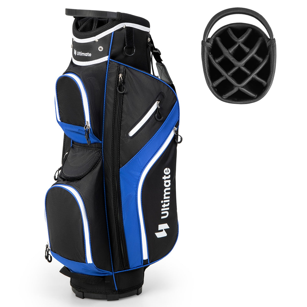 Lightweight Golf Cart Bag with 14-Way Dividers, Waterproof Pockets & Rain Hood - Blue