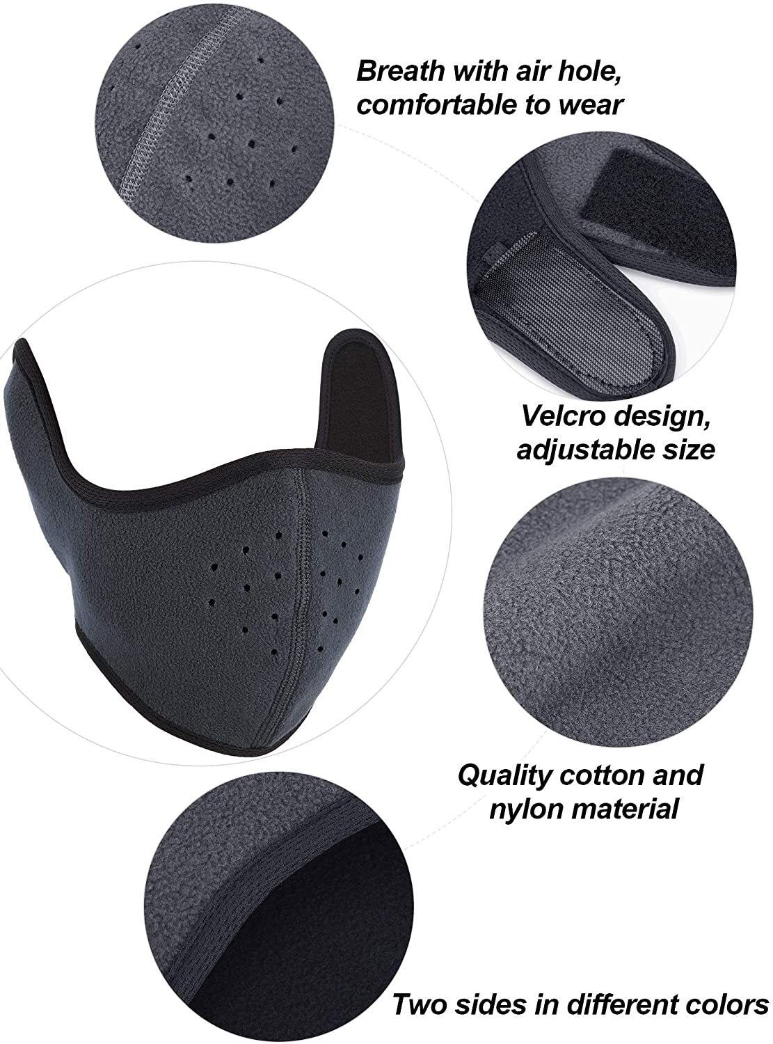 Winter Ear Warmer Face Mask - Fleece Windproof & Breathable for Outdoor Sports