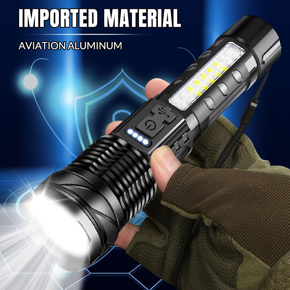 15000000LM Super Bright Rechargeable LED Tactical Flashlight - Waterproof, Multi-Mode, 200-500m Range