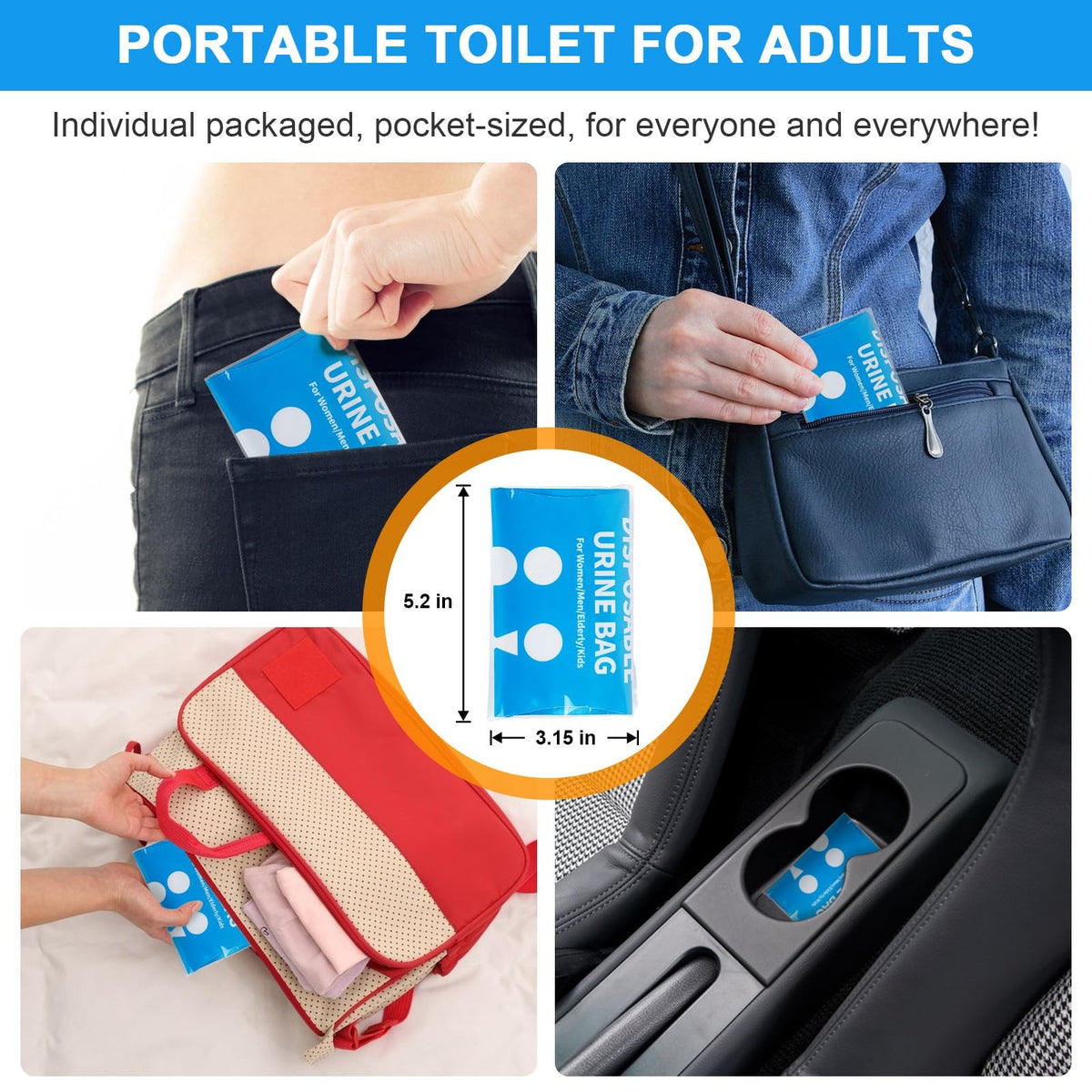 Disposable Urine Bags 12 Pcs 900ML Leakproof Portable Travel Pee Bags for Men Women Emergency