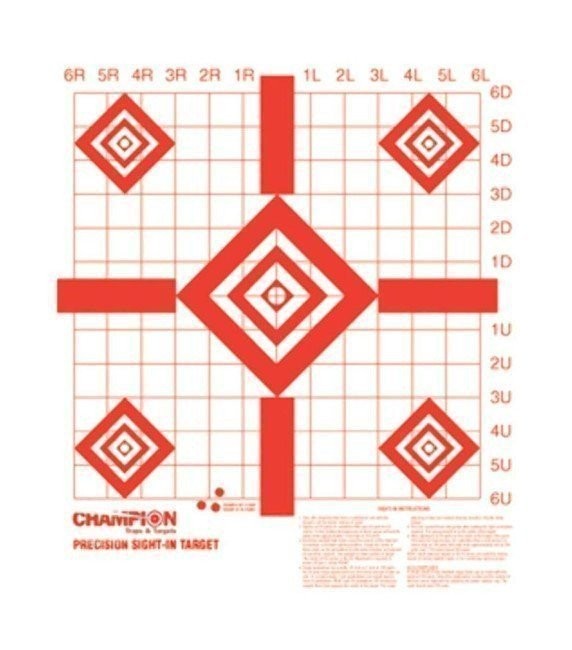 Champion Redfield Style Precision Sight-In Targets, 100 Pack, 16x16 inches