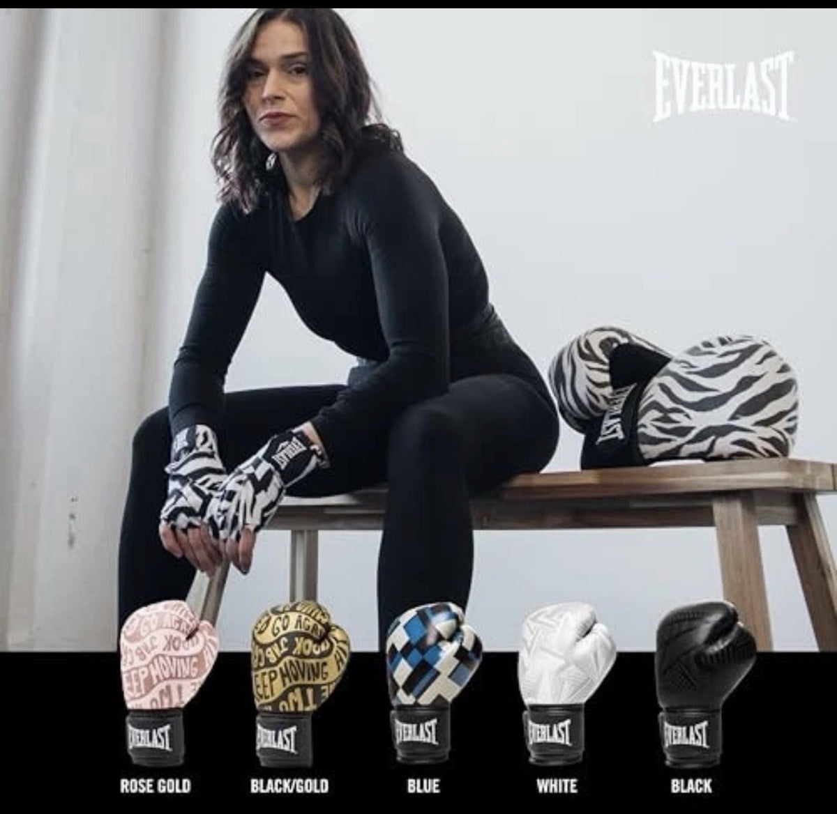 Everlast 16 oz Boxing Training Gloves Black and Gold for Fitness & Sparring
