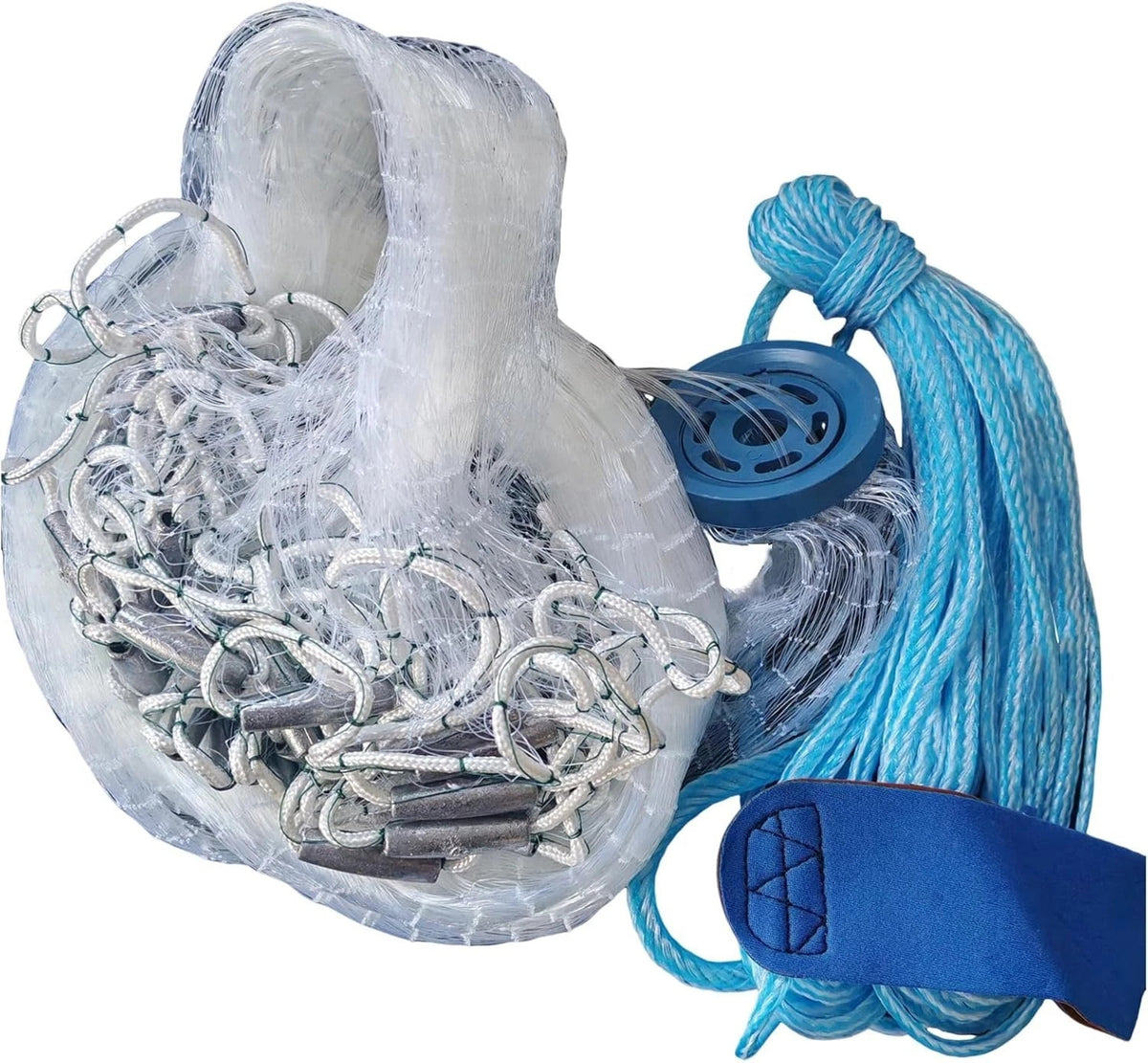 8 Ft Cast Net for Fishing with Sinker Nylon Monofilament - Easy Throw Bait Net