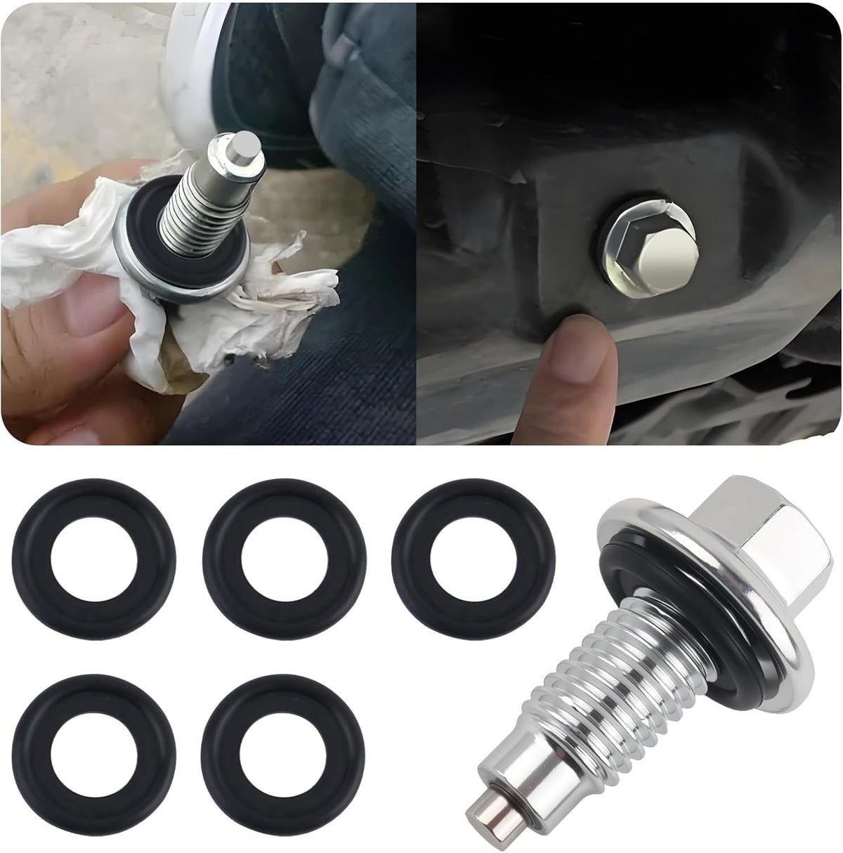 M12x1.75 Oil Drain Plug Set with 5 Gaskets for GMC Chevrolet Ford