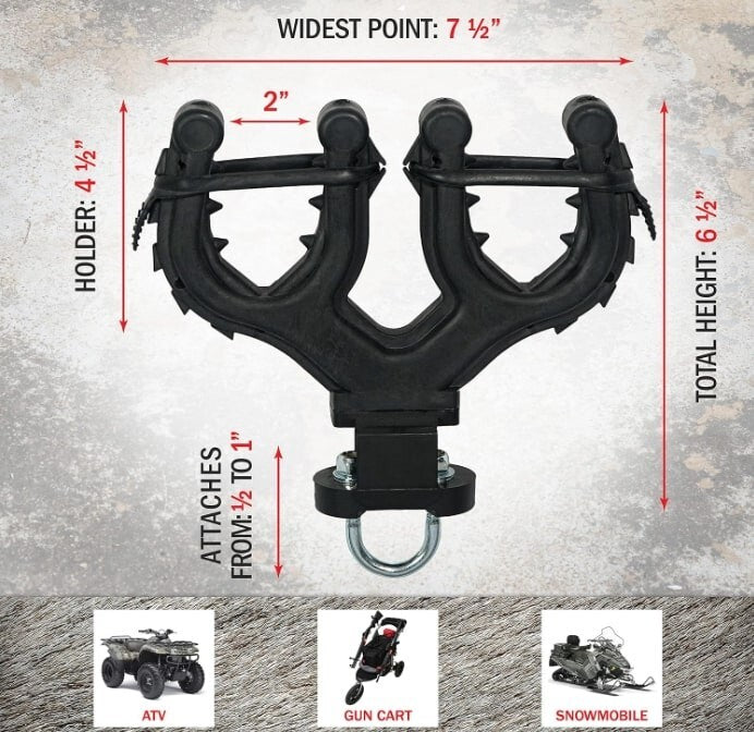 ATV Gun Holder Tool Rack Mount 2 Pack for Rifles, Bows & Shovels