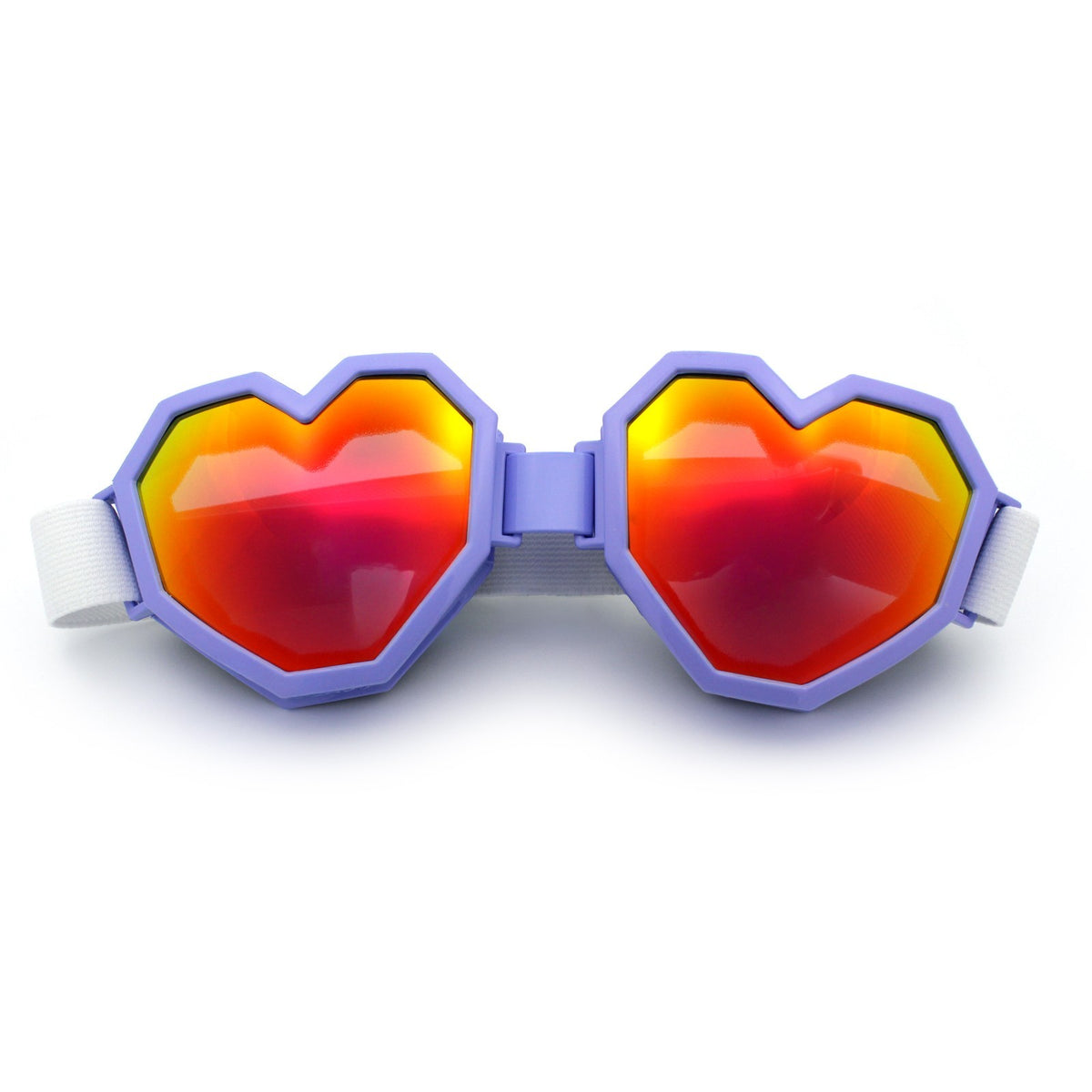 Heart Shaped Goggle Sunglasses with Mirror Lenses - Festival & Cosplay Accessory