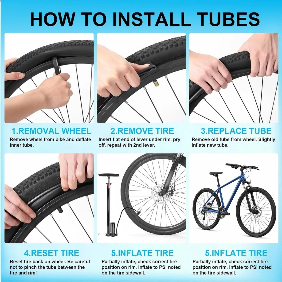 2 Pack 26-Inch Bicycle Inner Tubes 1.75-2.125 with Schrader Valve - Universal Fit