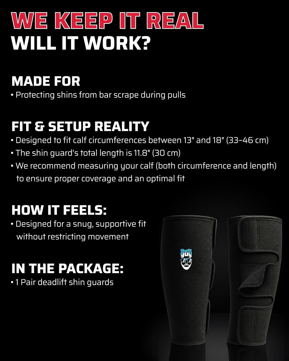 Deadlift Shin Guards 5mm Neoprene Leg Protection - Easy On-Off Fit