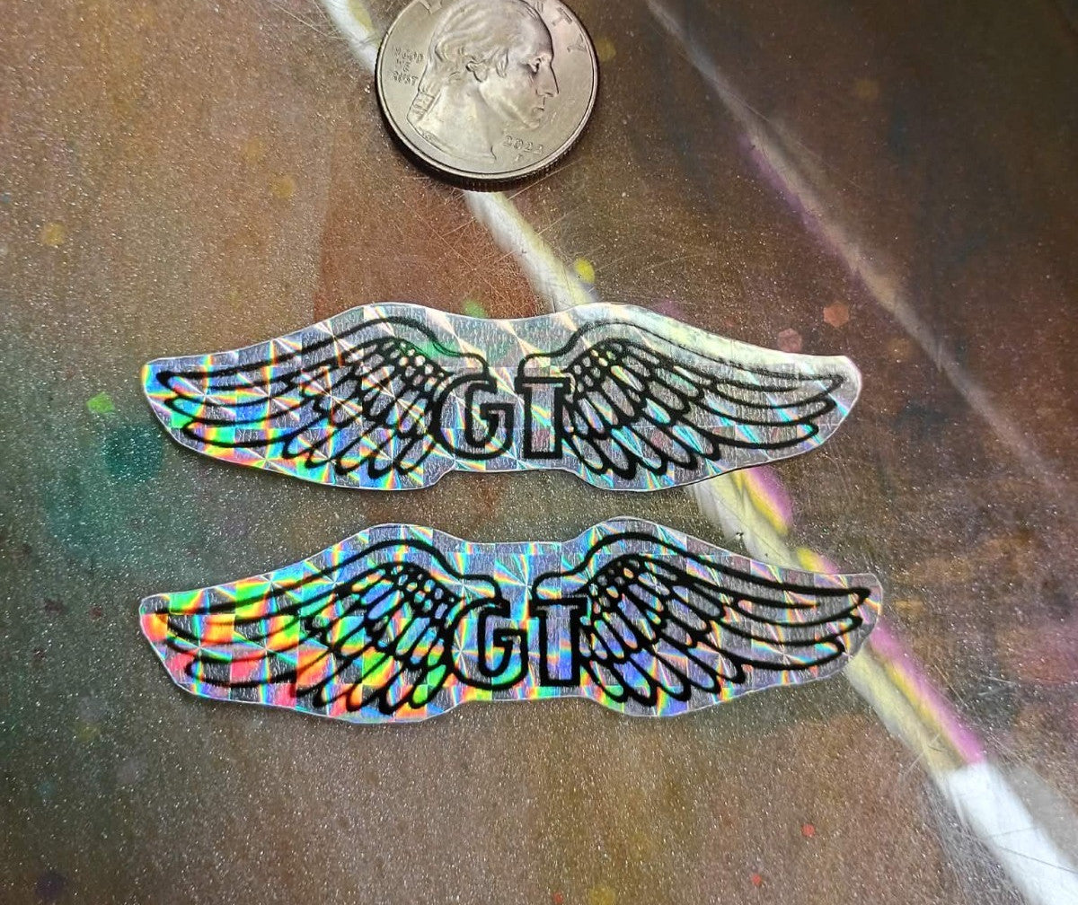 BMX Decals Set of 2 GT Wings Holographic Stickers 3-Inch for BMX & MTB