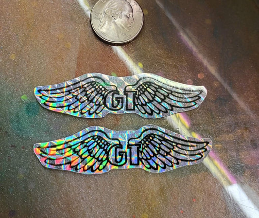 BMX Decals Set of 2 GT Wings Holographic Stickers 3-Inch for BMX & MTB