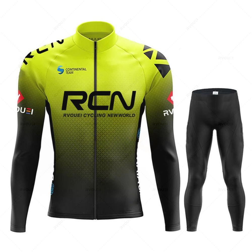 Unisex Cycling Jersey Set with Long Bib Pants for MTB Road Bike
