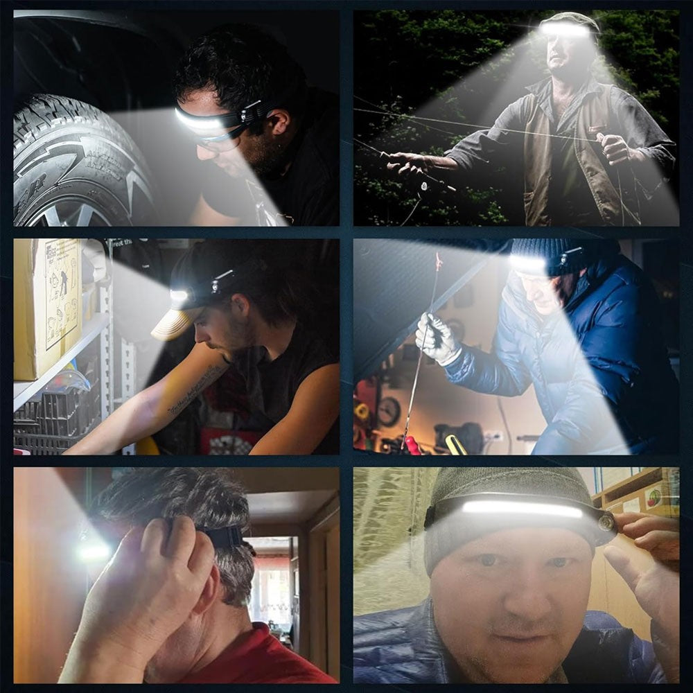 USB Rechargeable LED Headlamp Sensor Work Light Waterproof Head Torch