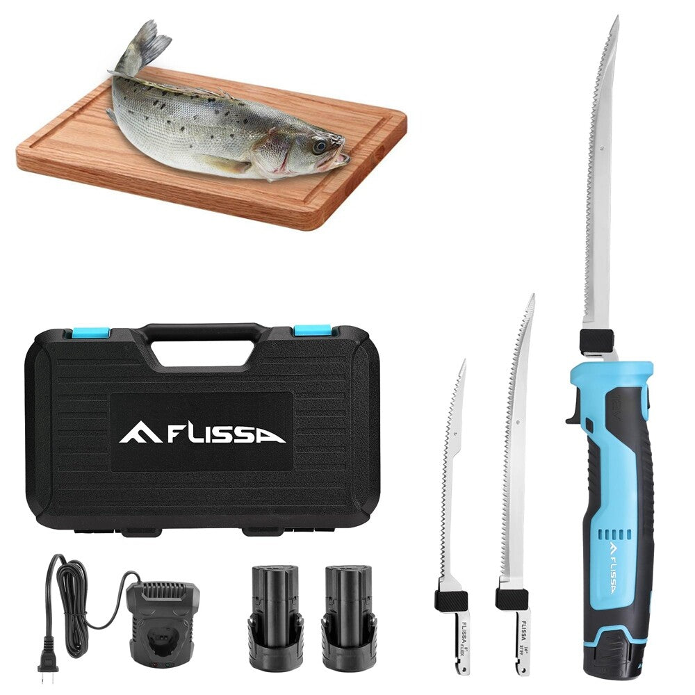 Cordless Electric Fillet Knife 8" 10" Stainless Steel Blade 2PC